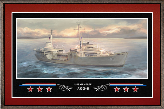 USS GENESEE AOG 8 BOX FRAMED CANVAS ART BURGUNDY