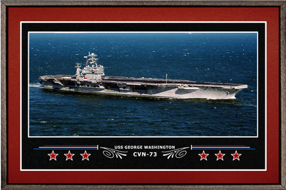 USS GEORGE WASHINGTON CVN 73 BOX FRAMED CANVAS ART BURGUNDY