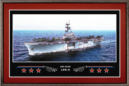 USS GUAM LPH 9 BOX FRAMED CANVAS ART BURGUNDY