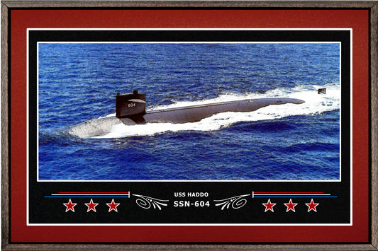 USS HADDO SSN 604 BOX FRAMED CANVAS ART BURGUNDY
