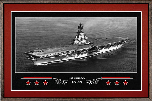 USS HANCOCK CV 19 BOX FRAMED CANVAS ART BURGUNDY
