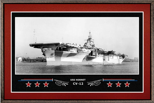 USS HORNET CV 12 BOX FRAMED CANVAS ART BURGUNDY