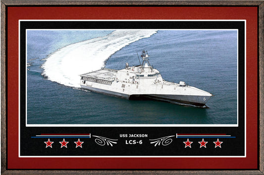 USS JACKSON LCS 6 BOX FRAMED CANVAS ART BURGUNDY