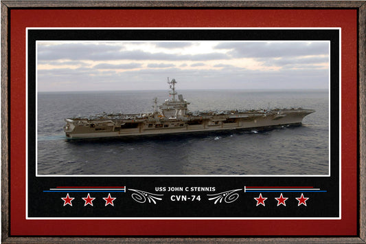 USS JOHN C STENNIS CVN 74 BOX FRAMED CANVAS ART BURGUNDY