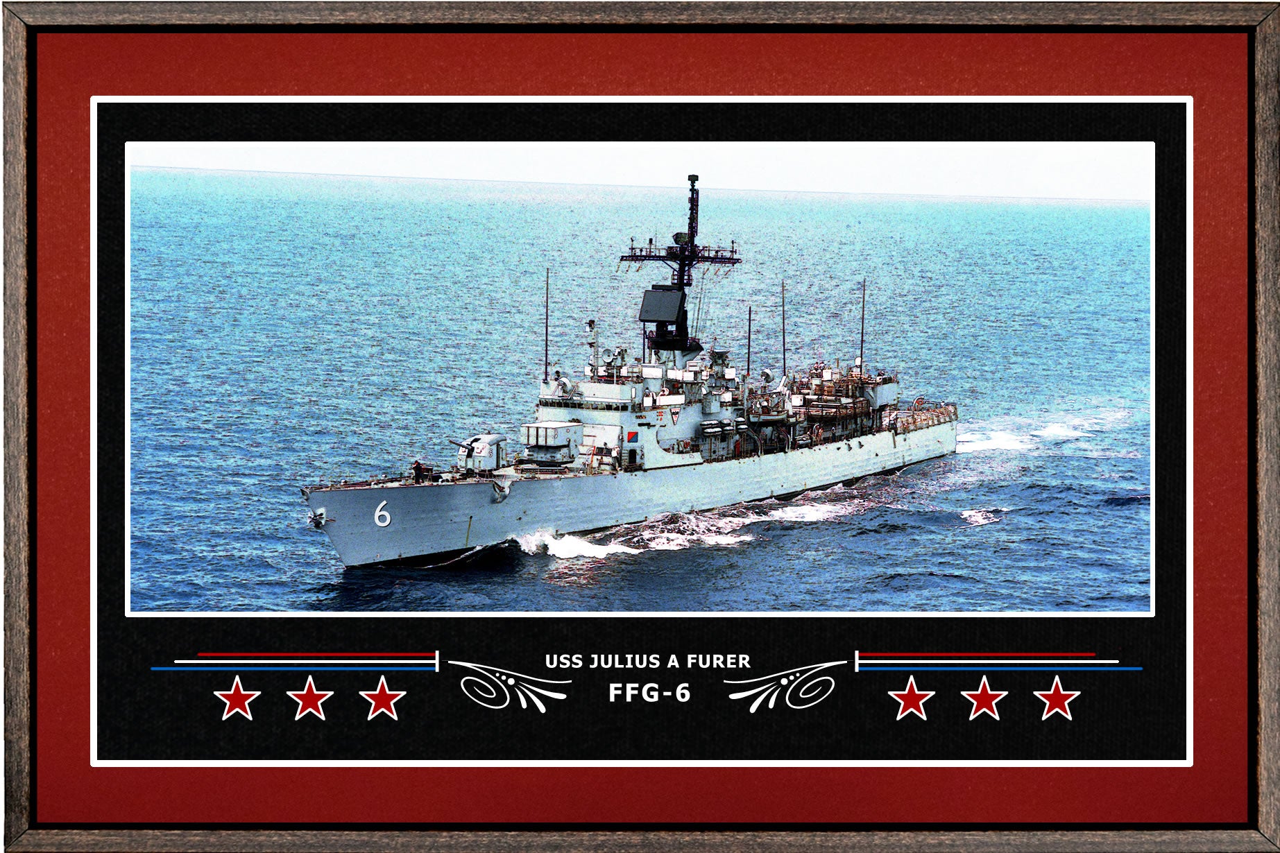 USS JULIUS A FURER FFG 6 BOX FRAMED CANVAS ART BURGUNDY