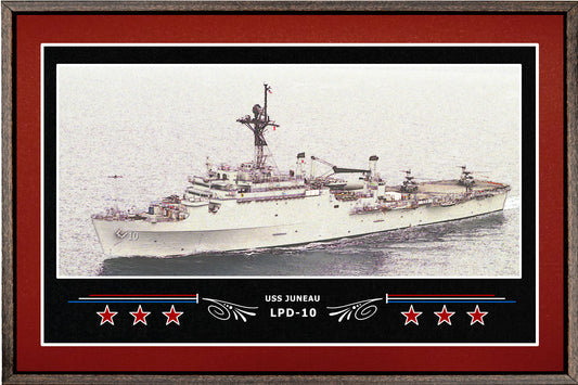 USS JUNEAU LPD 10 BOX FRAMED CANVAS ART BURGUNDY