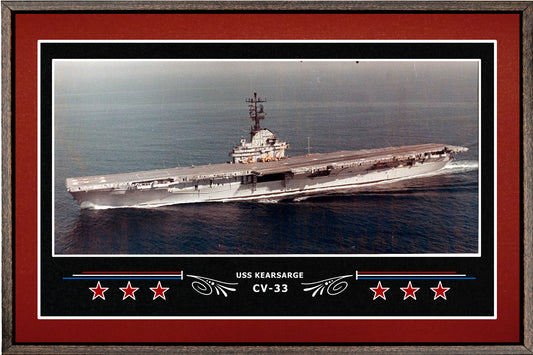 USS KEARSARGE CV 33 BOX FRAMED CANVAS ART BURGUNDY