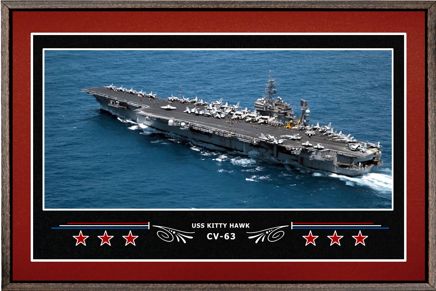 USS KITTY HAWK CV-63 Framed Navy Ship Display Burgundy – Navy Emporium