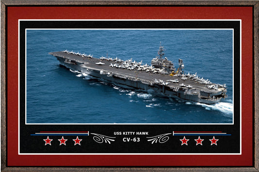 USS KITTY HAWK CV 63 BOX FRAMED CANVAS ART BURGUNDY