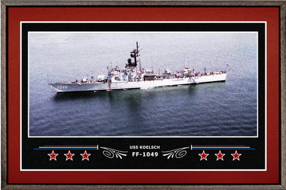 USS KOELSCH FF 1049 BOX FRAMED CANVAS ART BURGUNDY