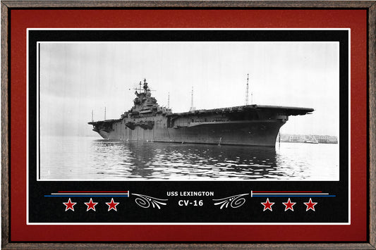 USS LEXINGTON CV 16 BOX FRAMED CANVAS ART BURGUNDY