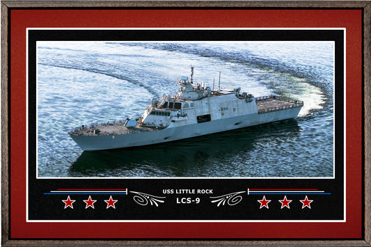 USS LITTLE ROCK LCS 9 BOX FRAMED CANVAS ART BURGUNDY
