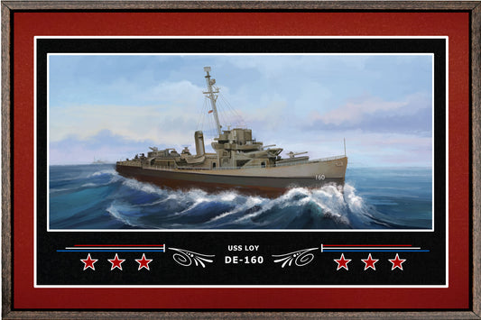 USS LOY DE 160 BOX FRAMED CANVAS ART BURGUNDY