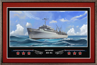 USS MCKEE AS 41 BOX FRAMED CANVAS ART BURGUNDY