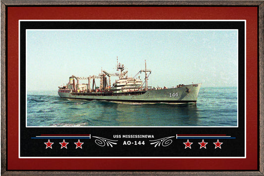 USS MISSISSINEWA AO 144 BOX FRAMED CANVAS ART BURGUNDY