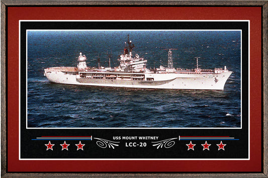 USS MOUNT WHITNEY LCC 20 BOX FRAMED CANVAS ART BURGUNDY