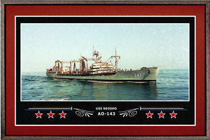 USS NEOSHO AO 143 BOX FRAMED CANVAS ART BURGUNDY