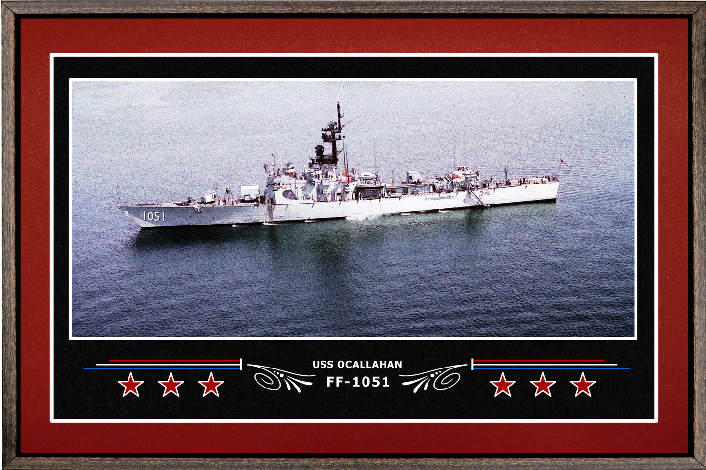 USS OCALLAHAN FF 1051 BOX FRAMED CANVAS ART BURGUNDY