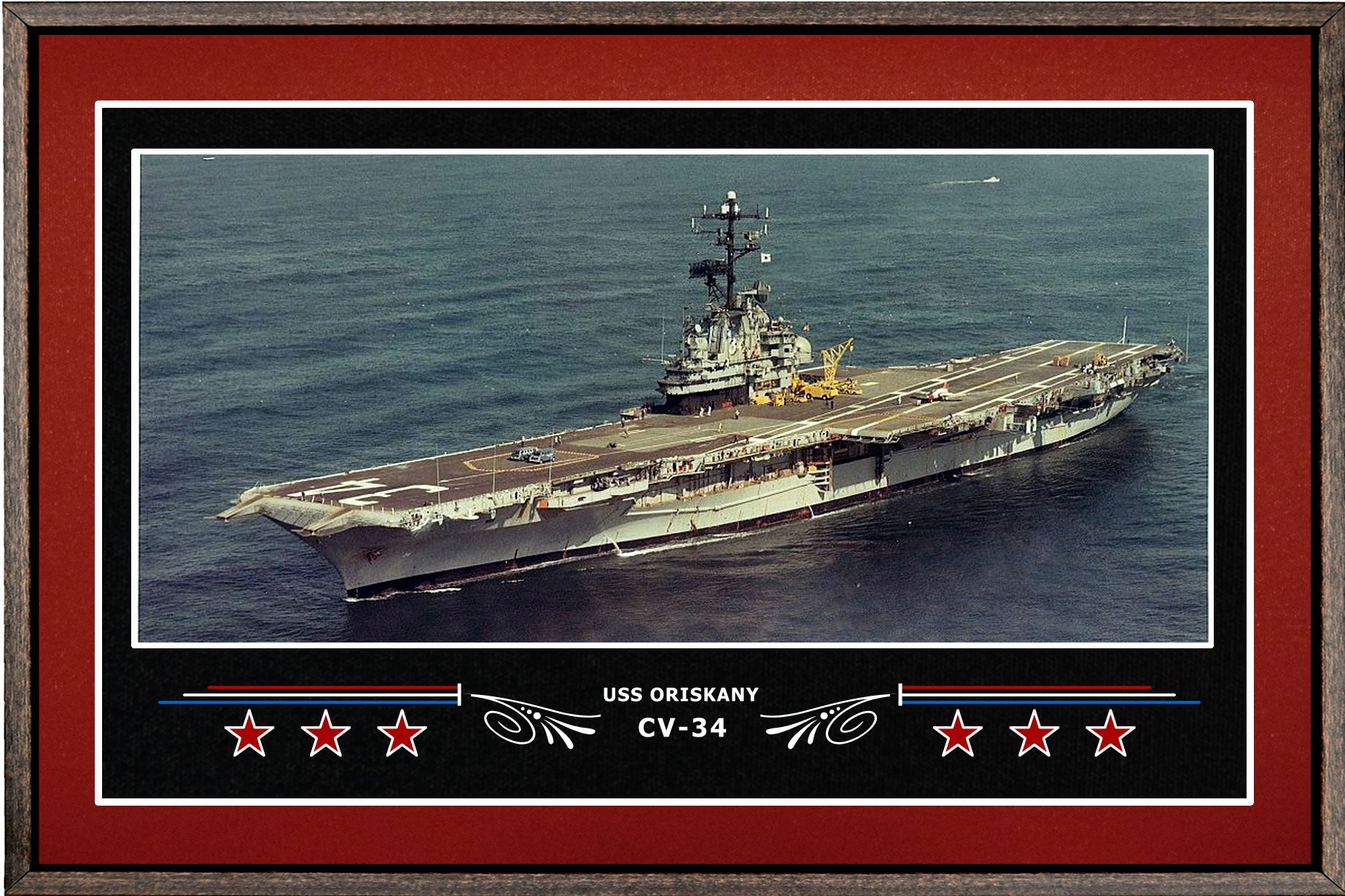 USS ORISKANY CV 34 BOX FRAMED CANVAS ART BURGUNDY