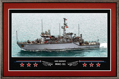 USS OSPREY MHC 51 BOX FRAMED CANVAS ART BURGUNDY