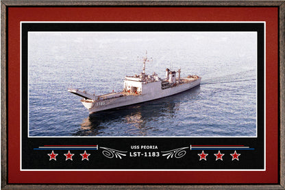 USS PEORIA LST 1183 BOX FRAMED CANVAS ART BURGUNDY