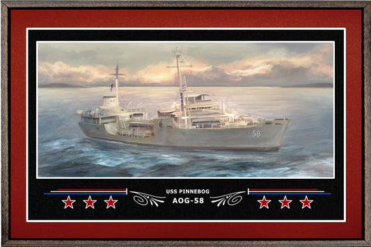 USS PINNEBOG AOG 58 BOX FRAMED CANVAS ART BURGUNDY