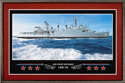 USS POINT DEFIANCE LSD 31 BOX FRAMED CANVAS ART BURGUNDY