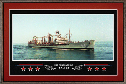 USS PONCHATOULA AO 148 BOX FRAMED CANVAS ART BURGUNDY