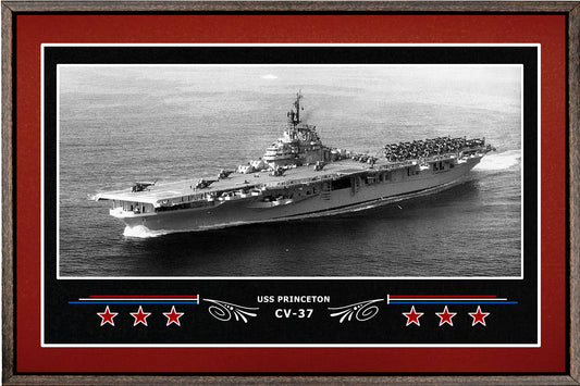 USS PRINCETON CV 37 BOX FRAMED CANVAS ART BURGUNDY