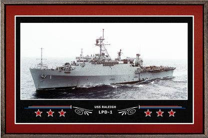 USS RALEIGH LPD 1 BOX FRAMED CANVAS ART BURGUNDY
