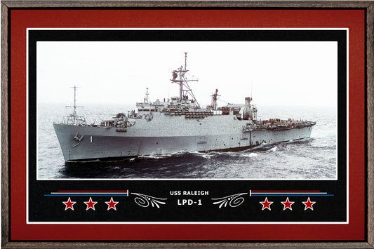 USS RALEIGH LPD 1 BOX FRAMED CANVAS ART BURGUNDY