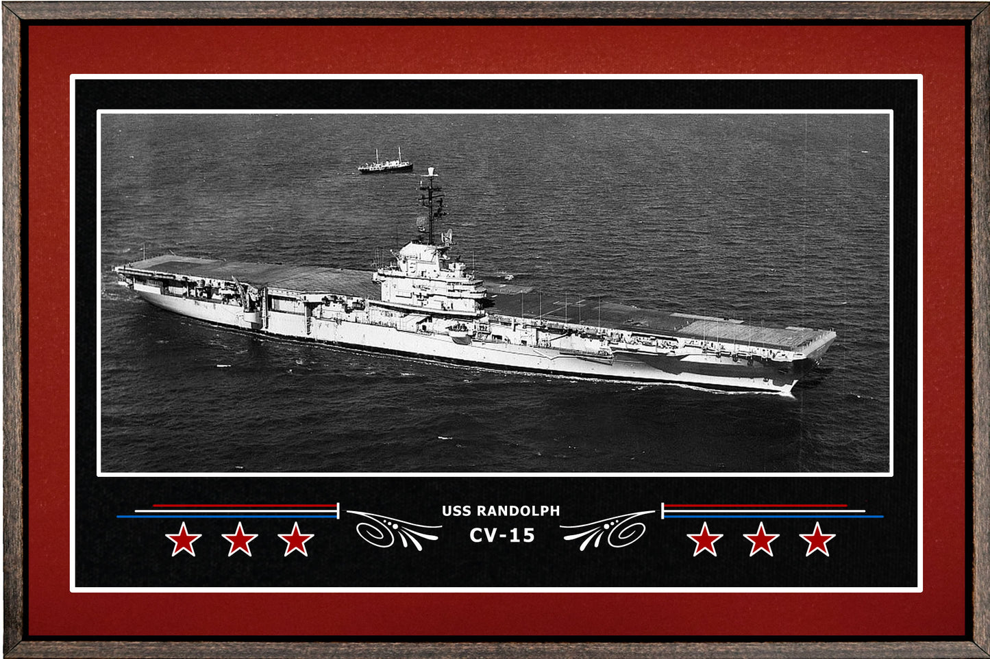 USS RANDOLPH CV 15 BOX FRAMED CANVAS ART BURGUNDY