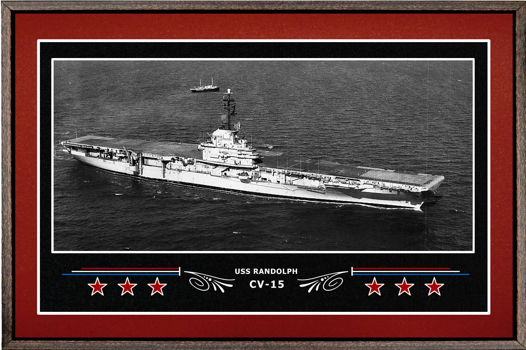 USS RANDOLPH CV 15 BOX FRAMED CANVAS ART BURGUNDY