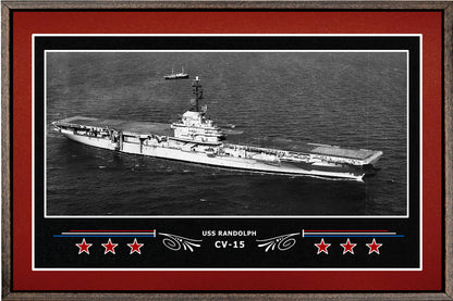 USS RANDOLPH CV 15 BOX FRAMED CANVAS ART BURGUNDY