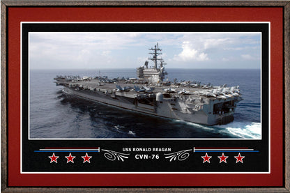 USS RONALD REAGAN CVN 76 BOX FRAMED CANVAS ART BURGUNDY