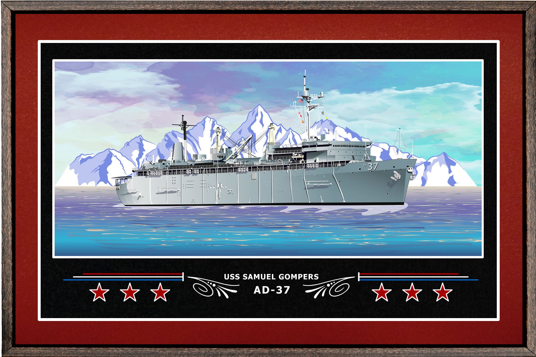 USS Samuel Gompers AD-37 Box Framed Canvas Art – Navy Emporium