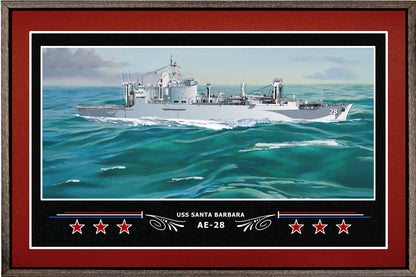 USS SANTA BARBARA AE 28 BOX FRAMED CANVAS ART BURGUNDY