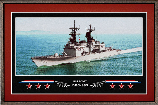 USS SCOTT DDG 995 BOX FRAMED CANVAS ART BURGUNDY