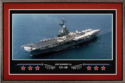 USS SHANGRI LA CV 38 BOX FRAMED CANVAS ART BURGUNDY