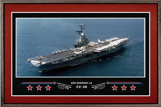 USS SHANGRI LA CV 38 BOX FRAMED CANVAS ART BURGUNDY