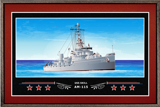 USS SKILL AM 115 BOX FRAMED CANVAS ART BURGUNDY