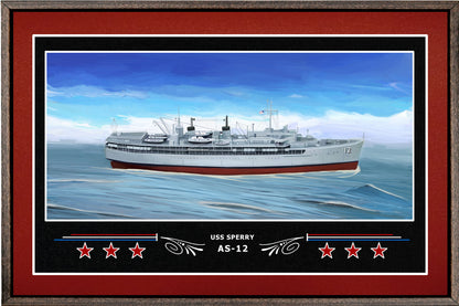 USS SPERRY AS 12 BOX FRAMED CANVAS ART BURGUNDY