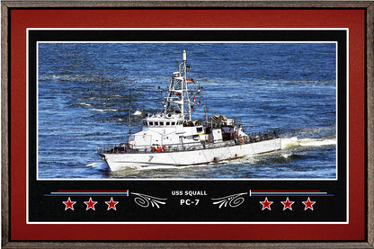 USS SQUALL PC 7 BOX FRAMED CANVAS ART BURGUNDY