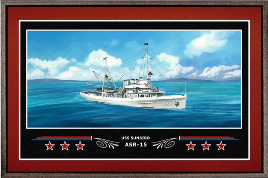 USS SUNBIRD ASR 15 BOX FRAMED CANVAS ART BURGUNDY