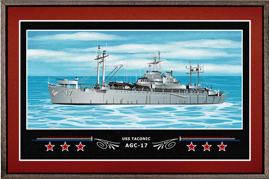 USS TACONIC AGC 17 BOX FRAMED CANVAS ART BURGUNDY
