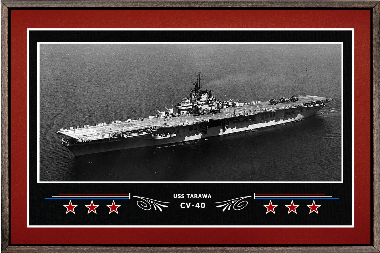 USS TARAWA CV 40 BOX FRAMED CANVAS ART BURGUNDY