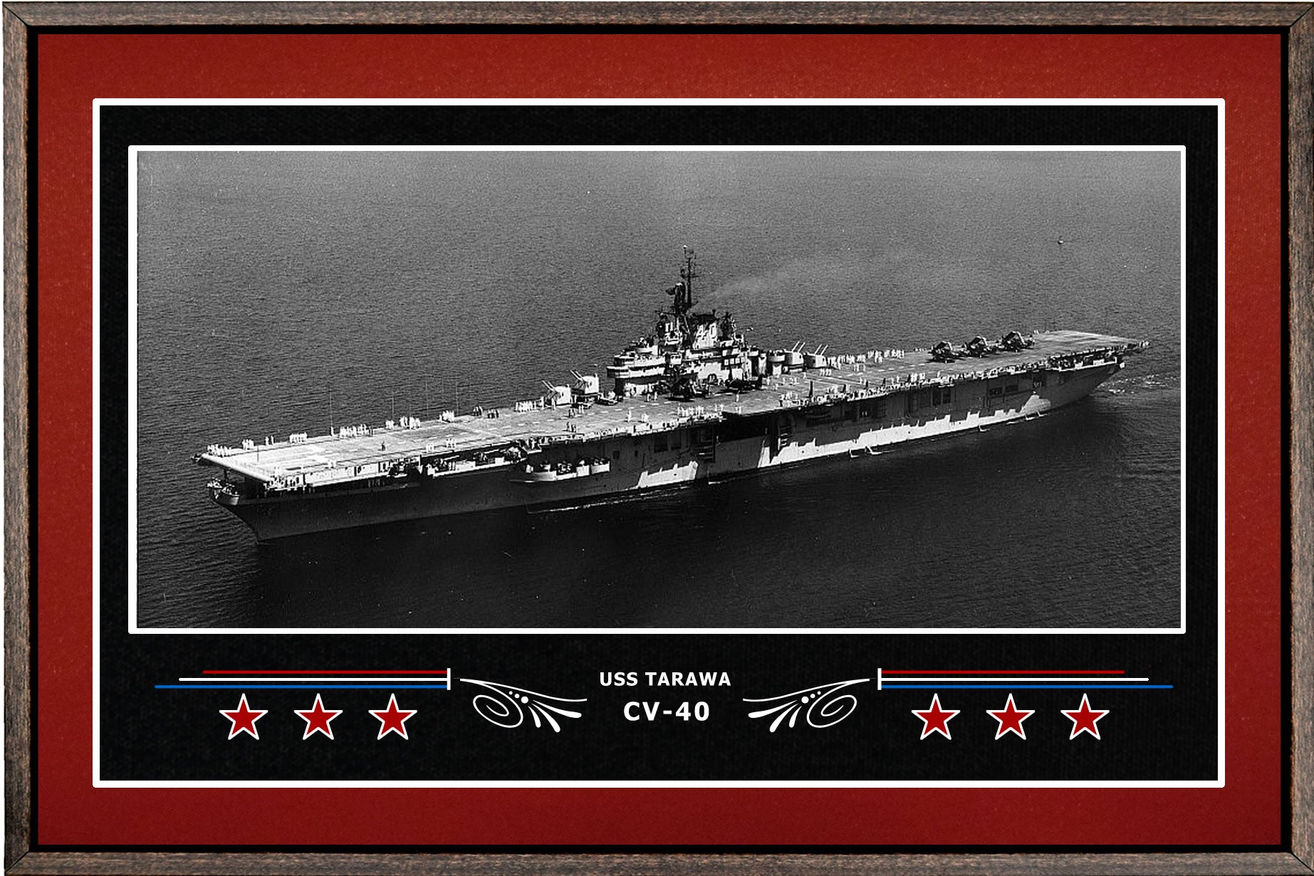 USS TARAWA CV 40 BOX FRAMED CANVAS ART BURGUNDY