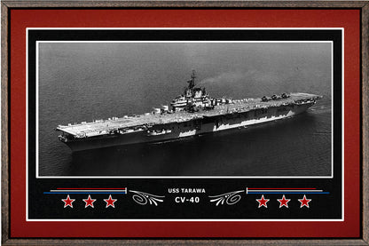 USS TARAWA CV 40 BOX FRAMED CANVAS ART BURGUNDY
