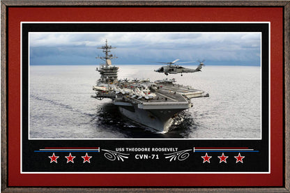 USS THEODORE ROOSEVELT CVN 71 BOX FRAMED CANVAS ART BURGUNDY