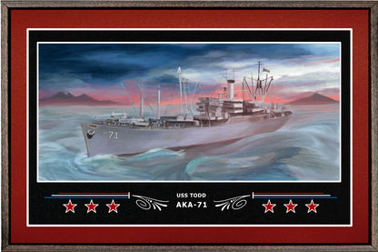 USS TODD AKA 71 BOX FRAMED CANVAS ART BURGUNDY